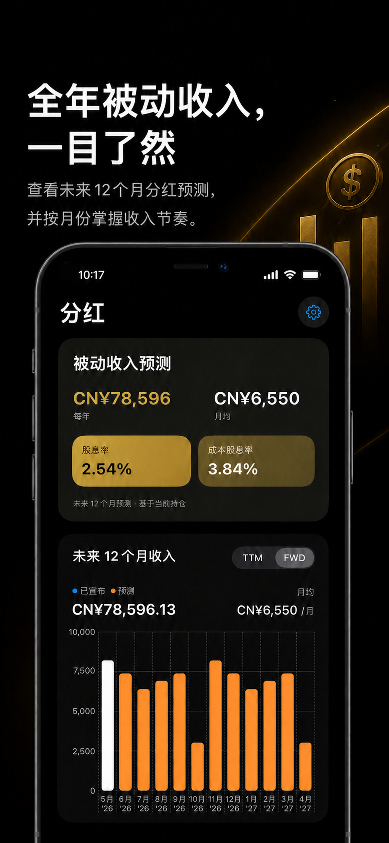 追踪全年月度收入